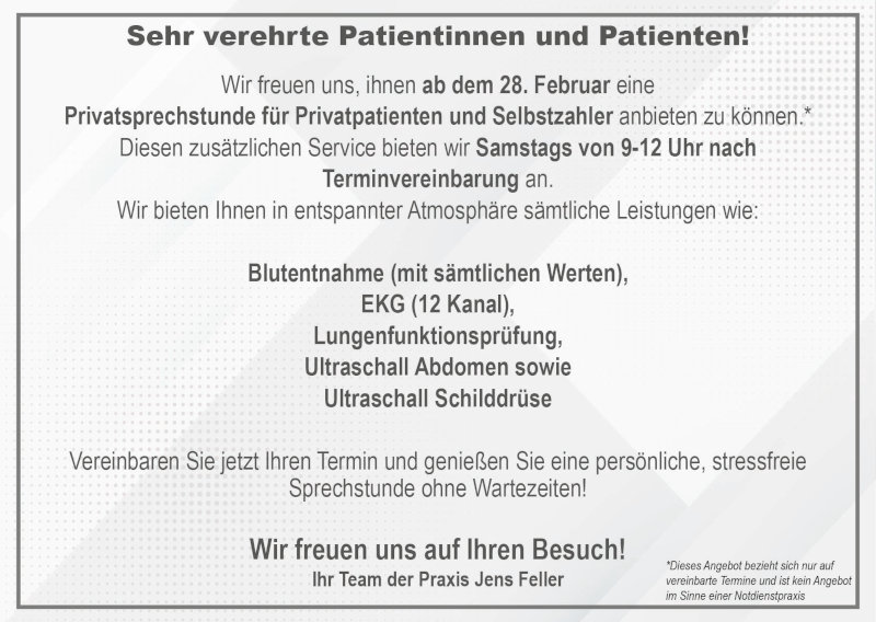 Gemeinschaftspraxis Feller & Feller - Privatsprechstunde